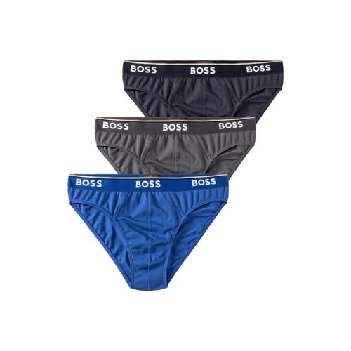 Slip BOSS, Herren, Gr. XXL, blau (blau, navy, anthrazit), Jersey, Obermaterial: 95% Baumwolle, 5% Elasthan, Unterhosen, mit Logo Webbund