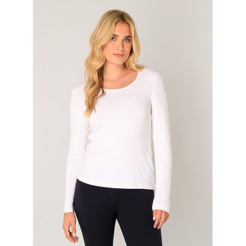 Langarmshirt BASE LEVEL, Damen, Gr. 38, weiß, Jersey, Obermaterial: 96% Viskose, 4% Elasthan, unifarben, regular fit hüftbedeckend, Rundhals, Shirts, mit Rundhalsausschnitt