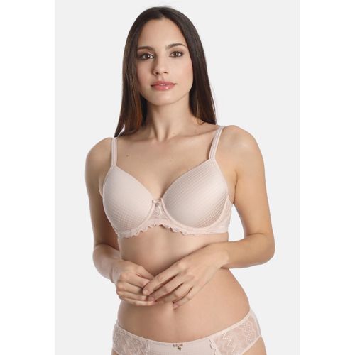 Schalen-BH SASSA, Damen, Gr. 85, Cup B, beige (natur), Jacquard: 85% Polyamid, 15% Elasthan. Spitze: 90% Polyamid, 10% Elasthan, unifarben, feminin, normal, BHs, mit Spitzeneinsatz