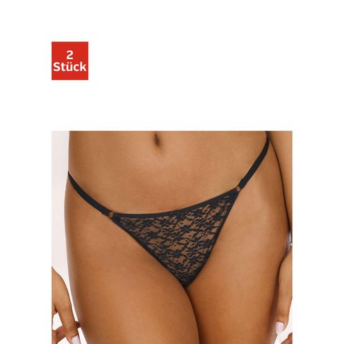 String VIVANCE, Damen, Gr. 32/34, schwarz (2xschwarz), Spitze, Obermaterial: 85% Polyamid, 15% Elasthan, Unterhosen, im attraktiven Doppelpack, aus zarter Spitze, sexy Dessous
