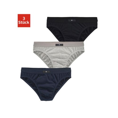 Slip H.I.S, Herren, Gr. M, blau (marine, grau, meliert, schwarz), Jersey, Obermaterial: 95% Baumwolle, 5% Elasthan, unifarben, körpernah, Unterhosen, mit H.I.S Logo vorn