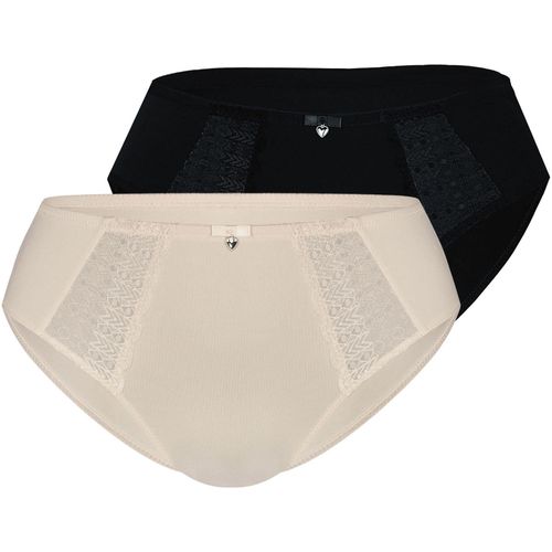 Slip SASSA, Damen, Gr. 40, schwarz (beige, schwarz), Obermaterial: 90% Polyamid, 10% Elasthan, normal, Unterhosen, mit Spitzeneinsatz