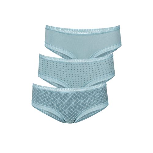 Panty LASCANA, Damen, Gr. 36/38, grün (mint), Jersey, Obermaterial: 95% Baumwolle, 5% Elasthan. Spitze: 90% Polyamid, 10% Elasthan, bedruckt, unifarben, körpernah, Unterhosen, aus elastischer Baumwolle mit weicher Spitze