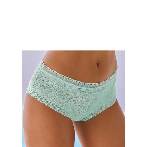 Panty LASCANA, Damen, Gr. 32/34, blau (air), Spitze, Obermaterial: 81% Polyamid, 19% Elasthan, Unterhosen, aus extra flachem Material in blumiger Optik