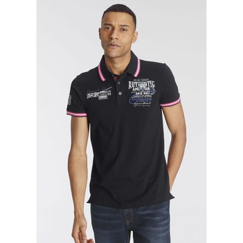 Poloshirt BRUNO BANANI, Herren, Gr. S (44/46), schwarz, Piquu00e9, Obermaterial: 95% Baumwolle, 5% Elasthan, bestickt, bedruckt, unifarben mit Farbeinsatz, casual, körpernah, Kurzarm Bündchen, Shirts, Kurzarm, körpernahe Passform, aus Baumwollmischung