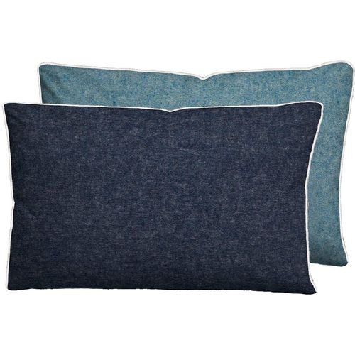Kissenbezug BIBERNA Gr. 1, blau (dunkelblau, bleu), B:80cm L:80cm, Baumwolle, 100% Baumwolle, Kissenbezüge