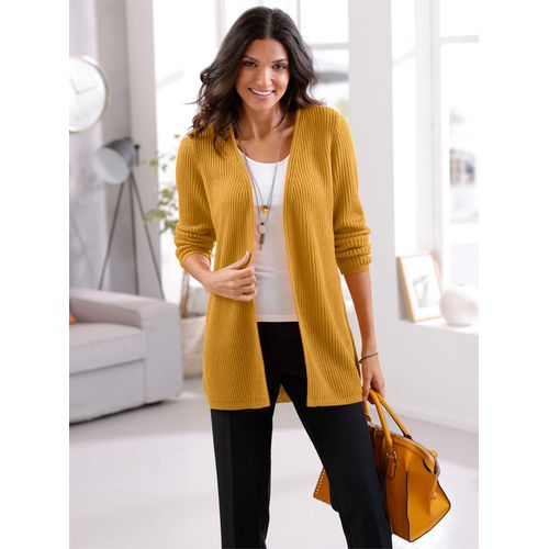 Strickjacke CLASSIC BASICS, Damen, Gr. 44, gelb (ocker), 100% Polyacryl, unifarben, Strickjacken