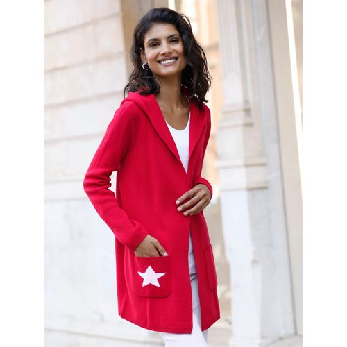 Strickjacke CLASSIC BASICS, Damen, Gr. 52, rot (rot, gemustert), 100% Polyacryl, gemustert, mehrfarbig, Langarm, Strickjacken