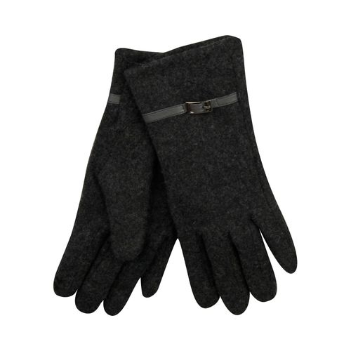 Fleecehandschuhe CAPELLI NEW YORK, Damen, Gr. ML, grau (anthrazit, meliert), Feinstrick, Wollmischung, meliert, elegant,feminin,klassisch, Handschuhe, mit Zierriemen
