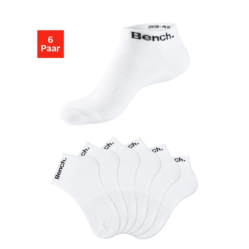 Sportsocken BENCH., Damen, Gr. 39-42, weiß (6x weiß), Baumwollmischung, unifarben, elastisch, Socken, Tennis Kurzsocken mit Halbfußfrottee