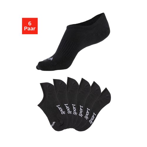 Sneakersocken BENCH., Herren, Gr. 43-46, schwarz (6x schwarz), Baumwollmischung, unifarben, elastisch, Socken, nicht sichtbar in Sneakern