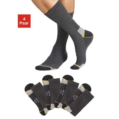 Arbeitssocken JOHN DEVIN, Herren, Gr. 47-48, grau (4x anthrazit meliert), Baumwollmischung, elastisch, Socken, Mit Hochfersen und Überzehen Plüsch