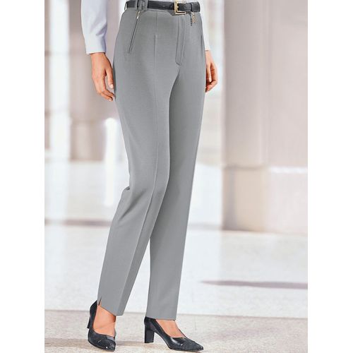 Bügelfaltenhose CLASSIC BASICS, Damen, Gr. 40, Normalgrößen, grau (hellgrau), 100% Polyester, unifarben, lang, Hosen