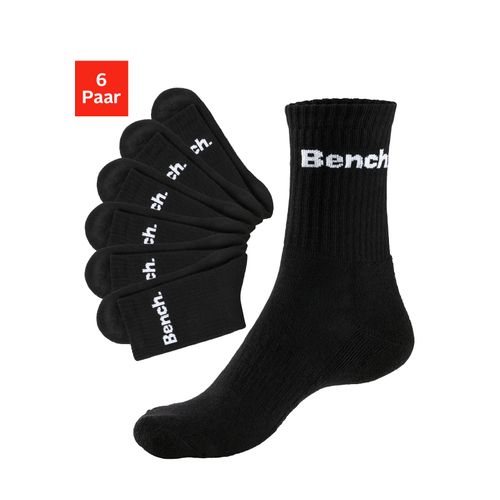 Tennissocken BENCH., Damen, Gr. 39-42, schwarz (6x schwarz), Baumwollmischung, unifarben, elastisch, Socken, mit Fuß Polsterung