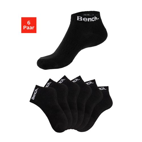 Sportsocken BENCH., Damen, Gr. 43-46, schwarz (6x schwarz), Baumwollmischung, unifarben, elastisch, Socken, Tennis Kurzsocken mit Halbfußfrottee