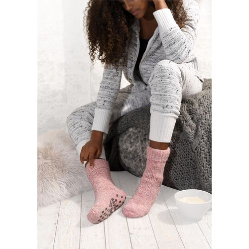 ABS-Socken LAVANA, Damen, Gr. 39-42, rosa, Polyester, Polyacryl, Polyamid, sonstige Fasern, meliert, elastisch, Socken, aus Strick mit rutschfester Sohle