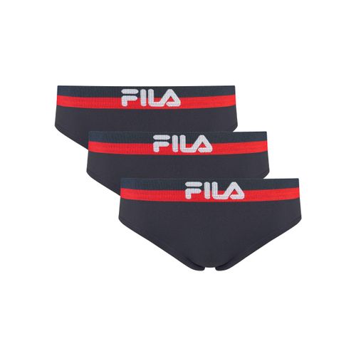 Slip FILA, Damen, Gr. M, blau (navy), Obermaterial: 95% Baumwolle, 5% Elasthan, unifarben mit Farbeinsatz, bedruckt, körpernah, Unterhosen