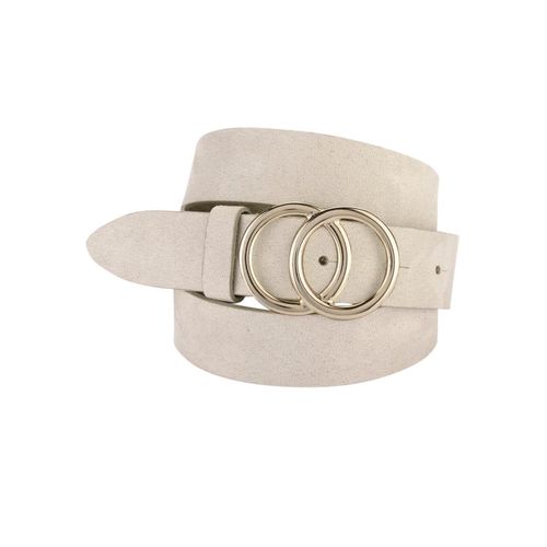 Koppelgürtel BERND GÖTZ, Damen, Gr. 85, beige (sand), Leder, unifarben, Gürtel, mit goldfarbener Schließe in Ringoptik