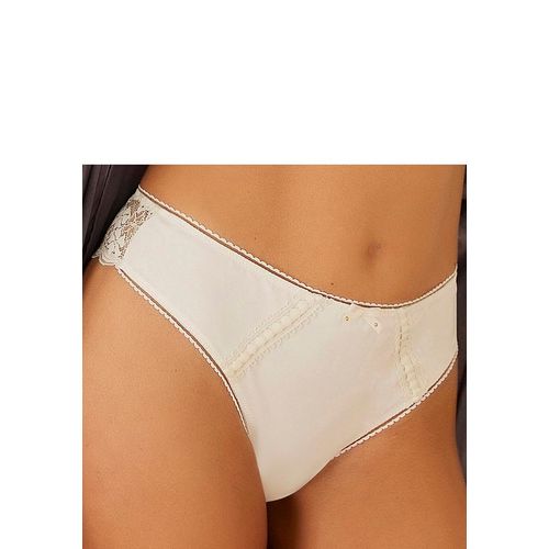 String LASCANA, Damen, Gr. 40/42, beige (creme), Obermaterial: 63% Polyamid (TACTEL), 25% Polyester, 12% Elasthan (LYCRA), figurbetont, Unterhosen, mit floralen Details
