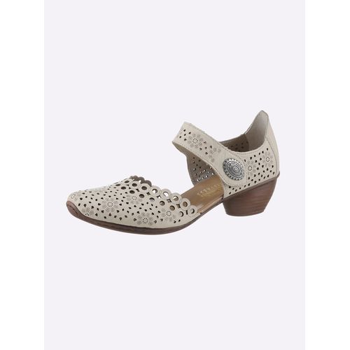 Pumps RIEKER, Damen, Gr. 40, beige (sesam), Glattleder, sportlich, Schuhe