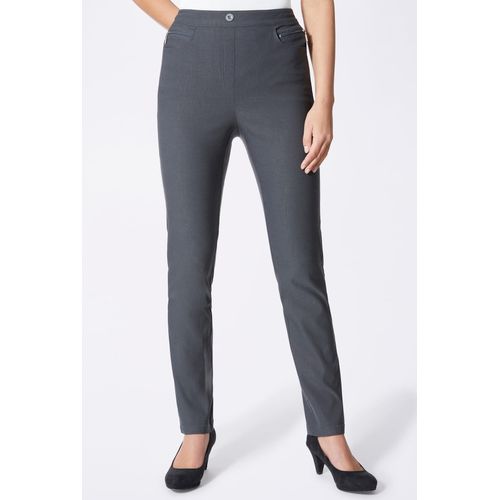 Stretch-Hose CLASSIC BASICS, Damen, Gr. 52, Normalgrößen, grau (anthrazit), 72% Viskose, 25% Polyamid, 3% Elasthan, unifarben, lang, Hosen