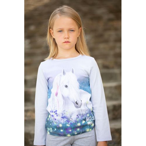 Schlafanzug MISS MELODY, Kinder, Gr. 116, lila (lila heather, light grau melange), Single Jersey, Obermaterial: 100% Baumwolle, bedruckt, casual, Rundhals, Langarm, Homewear-Sets
