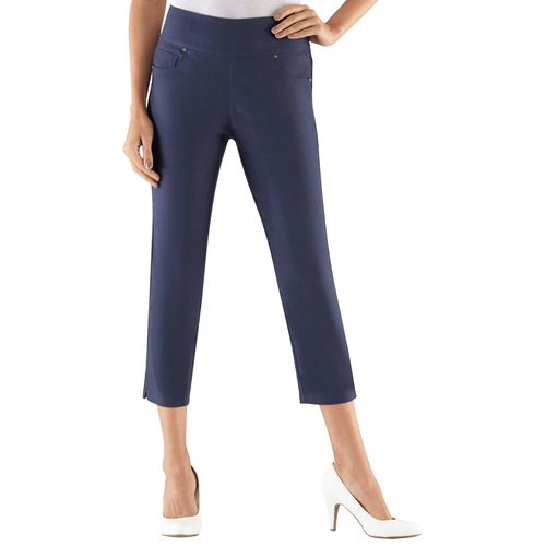 Stretch-Hose CASUAL LOOKS, Damen, Gr. 23, Kurzgrößen, blau (marine), 72% Viskose, 25% Polyamid, 3% Elasthan, unifarben, 7/8-Länge, Hosen