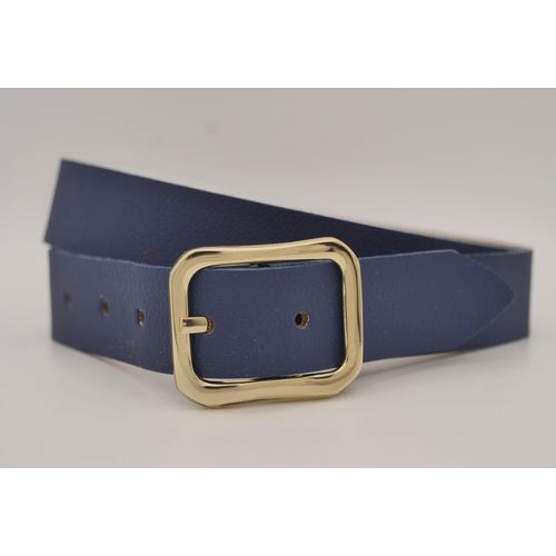 Ledergürtel ANNAMATONI, Damen, Gr. 110, blau (marine), Rindsleder, unifarben, casual, Gürtel, mit goldener Schließe