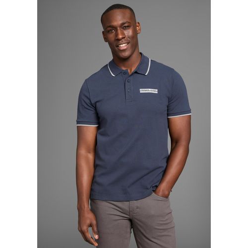 Poloshirt BRUNO BANANI, Herren, Gr. XXXL (64/66), blau (marine), Piquu00e9, Obermaterial: 95% Baumwolle, 5% Elasthan, bedruckt, casual, slim fit, Halbarm angesetztes Bündchen, Shirts, Piqué Poloshirt