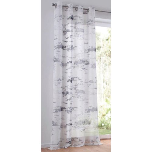 Gardine HEINE HOME Gr. 4, grau (sanftes weiß, grau), B:135cm H:245cm, Polyester, Gardinen