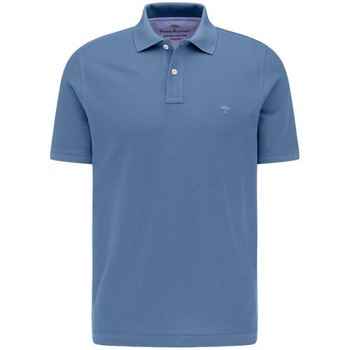 Poloshirt FYNCH-HATTON, Herren, Gr. M (50), blau (pacific), Jersey, Obermaterial: 100% Baumwolle, unifarben, casual, normal, ohne Ausschnitt, Langarm, Shirts, mit kleinem Markenlogo