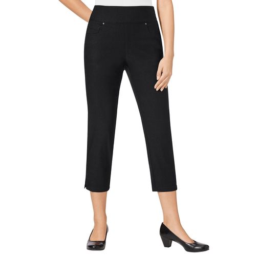 Stretch-Hose CASUAL LOOKS, Damen, Gr. 20, Kurzgrößen, schwarz, 72% Viskose, 25% Polyamid, 3% Elasthan, unifarben, 7/8-Länge, Hosen