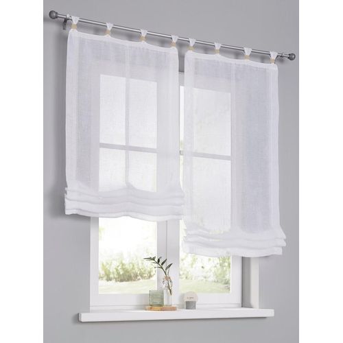 Raffrollo HEINE HOME Gr. 1, weiß (weiß, natur), B:45cm H:140cm, Raffrollos
