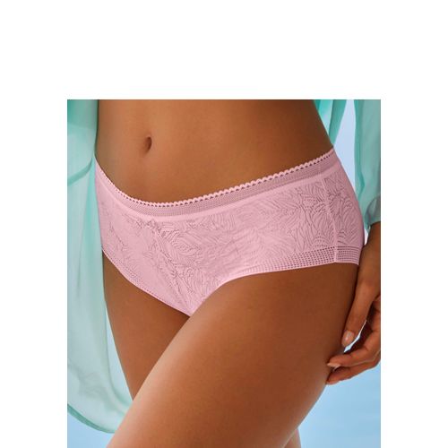 Panty LASCANA, Damen, Gr. 40/42, lila (light lavender), Spitze, Obermaterial: 81% Polyamid, 19% Elasthan, Unterhosen, aus extra flachem Material in blumiger Optik