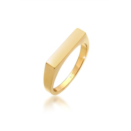 Siegelring ELLI "Siegelring Rechteck Pinky Ring 925 Silber" Gr. 52, gold, Fingerringe, Damen, 52mm, Silber 925 (Sterlingsilber), 2mm, Siegelring