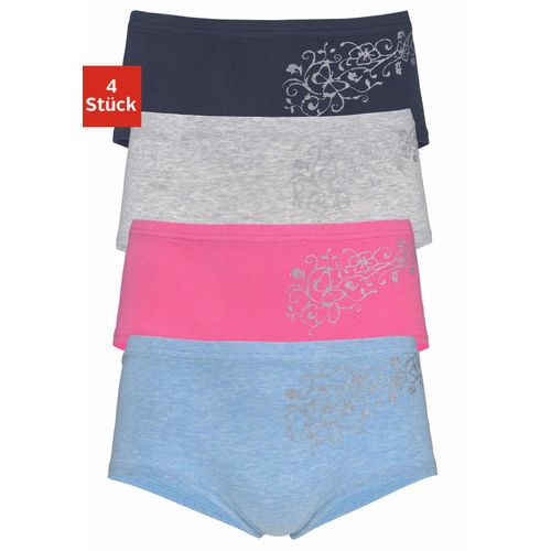 Panty PETITE FLEUR, Kinder, Gr. 146/152, bunt (blau, meliert, pink, marine, grau, meliert), Obermaterial: 95% Baumwolle, 5% Elasthan, unifarben, körpernah, Unterhosen, mit Glitzerdruck