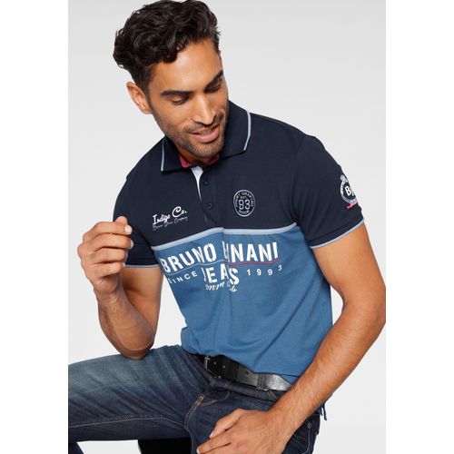 Poloshirt BRUNO BANANI, Herren, Gr. S (44/46), blau (blau, marine), Piquu00e9, Obermaterial: 75% Baumwolle, 20% Polyester, 5% Elasthan, bestickt, bedruckt, casual, körpernah, Kurzarm Bündchen, Shirts, Kurzarm, körpernahe Passform, mit Polokragen