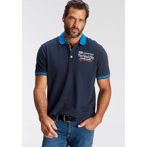 Poloshirt MAN'S WORLD, Herren, Gr. 5XL (72/74), blau (marine), Piquu00e9, Obermaterial: 100% Baumwolle, bedruckt, casual, normal, Kurzarm, Shirts, Kurzarm, lässige Passform, bedruckt, Polokragen, Topseller