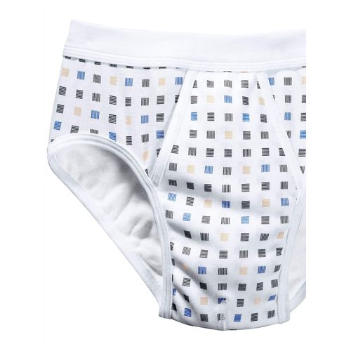 Slip SCHIESSER, Herren, Gr. 9, weiß (weiß, bedruckt), 100% Baumwolle, Unterhosen