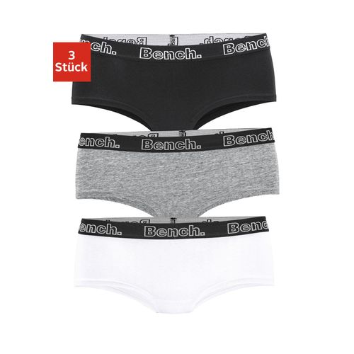 Panty BENCH., Kinder, Gr. 134/140, schwarz-weiß (schwarz, weiß, grau, meliert), Jersey, Obermaterial: 90% Baumwolle, 10% Elasthan, unifarben, meliert, körpernah, Unterhosen, mit schwarzem Logo Webbund