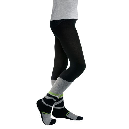 Strumpfhose H.I.S, Kinder, Gr. 98/104, schwarz (schwarz, grün), Obermaterial: 70% Baumwolle, 27% Polyamid, 3% Elasthan, gemustert, elastisch, Strumpfhosen, mit Funktionsplüsch