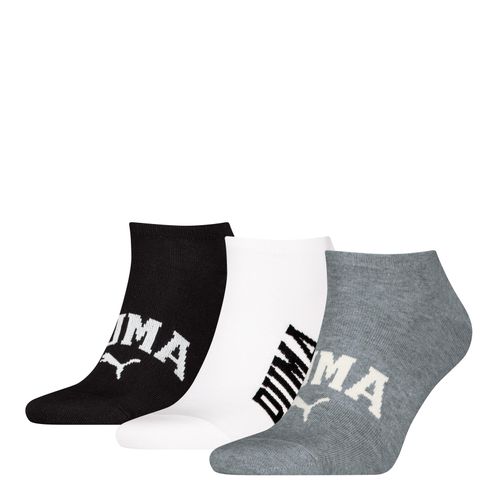 Sneakersocken PUMA, Herren, Gr. 39-42, schwarz-weiß (grau, weiß, schwarz), Obermaterial: 63% Baumwolle, 19% Polyester, 15% Polyamid, 3% Elasthan, unifarben mit Farbeinsatz, Socken, mit verstärkter Ferse und Zehenbereich