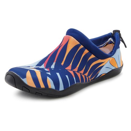 Badeschuh LASCANA, Damen, Gr. 43, blau (blau, orange), Obermaterial: 100% Neopren. Futter: 100% Neopren. Decksohle: 100% Neopren. Laufsohle: 100% Synthetik, gemustert, casual, Schuhe Badeschuh, Aquaschuh, Slipper, Wasserschuh ultraleicht und schnelltrocknend VEGAN