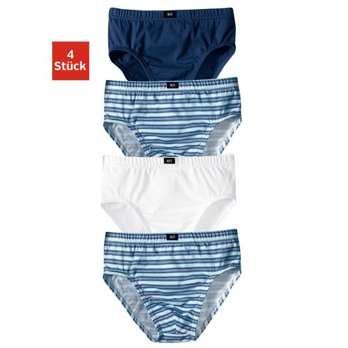Slip H.I.S, Kinder, Gr. 140, blau (marine, weiß, marine, gestreift), Jersey, Obermaterial: 100% Baumwolle, unifarben, gestreift, körpernah, Unterhosen, cooler uni-Streifen-Mix