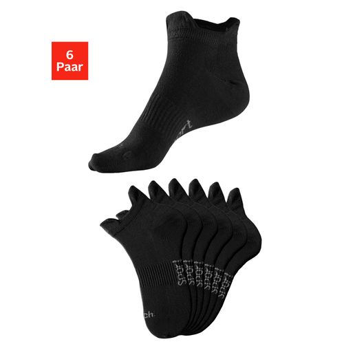 Sneakersocken BENCH., Herren, Gr. 39-42, schwarz (6x schwarz), Baumwollmischung, unifarben, elastisch, Socken, mit feiner Mesh Konstruktion und Mittelfußgummi