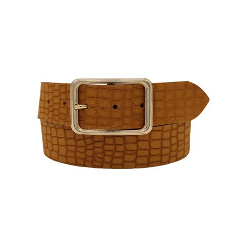 Ledergürtel ANNAMATONI, Damen, Gr. 100, braun (cognac), Leder, unifarben, Kroko-Optik, elegant,feminin,klassisch,modisch, Gürtel