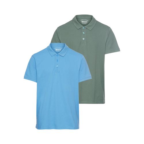 Poloshirt MAN'S WORLD, Herren, Gr. L (52/54), grün (grün, blau), Piquu00e9, Obermaterial: 100% Baumwolle, unifarben, Basic, regular fit, Kurzarm Bündchen, Shirts, in tollen Farbkombinationen, Topseller