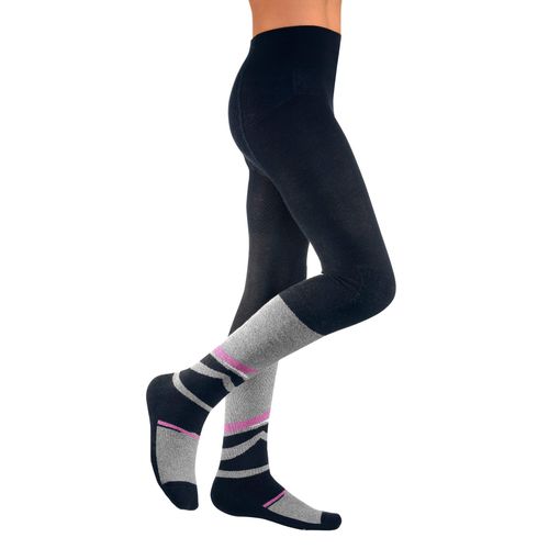 Strumpfhose H.I.S, Kinder, Gr. 98/104, schwarz (schwarz, rosa), Obermaterial: 70% Baumwolle, 27% Polyamid, 3% Elasthan, gemustert, elastisch, Strumpfhosen, mit Funktionsplüsch