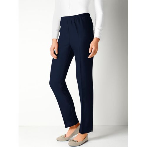 Bügelfaltenhose CLASSIC BASICS, Damen, Gr. 20, Kurzgrößen, blau (marine), 100% Polyester, unifarben, lang, Hosen