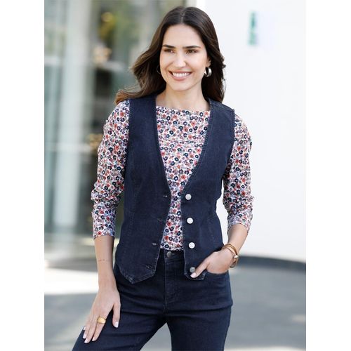 Jeansweste CLASSIC BASICS, Damen, Gr. 48, blau (dunkelblau), 81% Baumwolle, 17% Polyester, 2% Elasthan, Westen